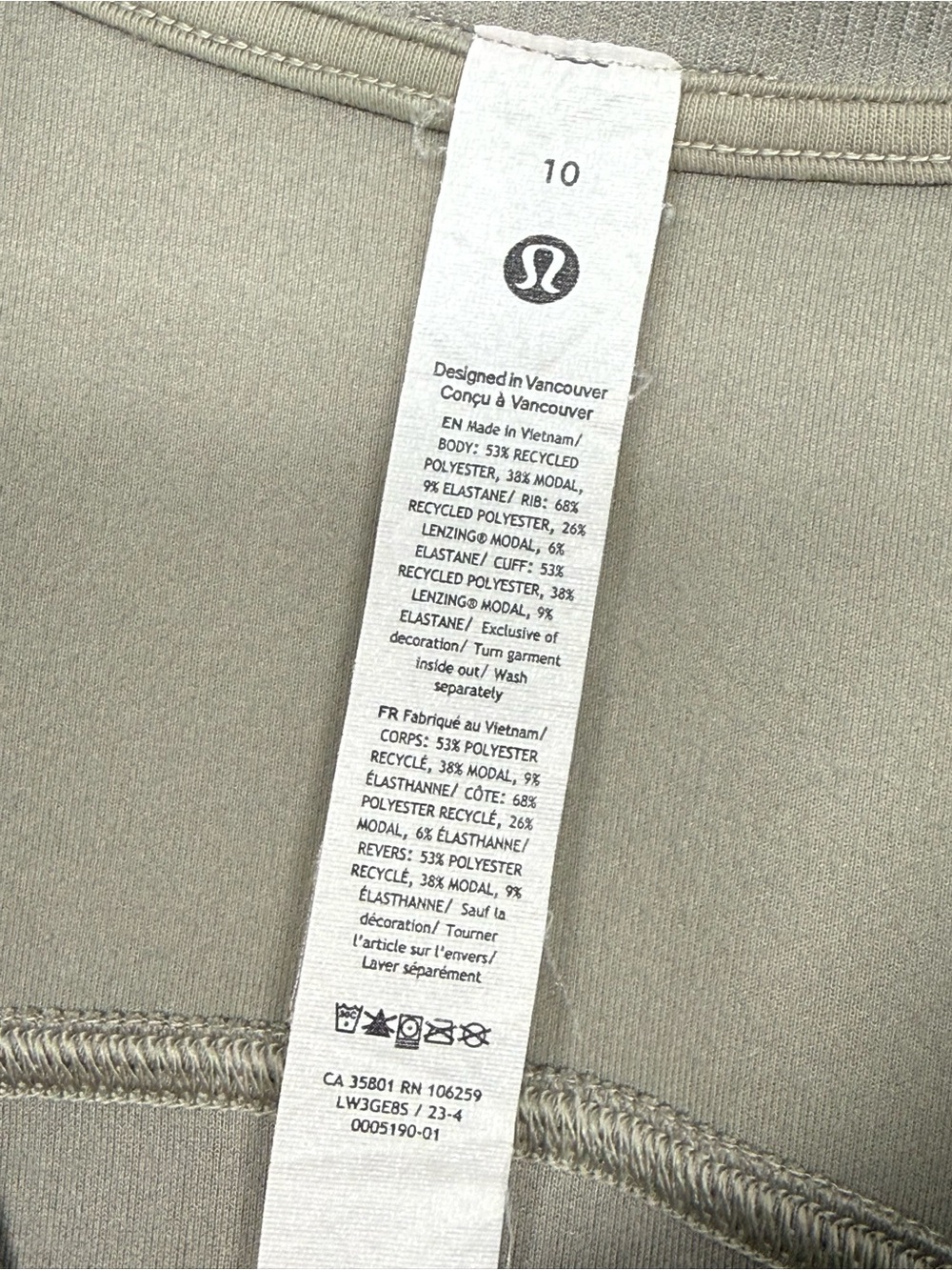 80: Lululemon Brushed Softstreme Ribbed Half Zip Riverstone Size 10 - Picture 3 of 5